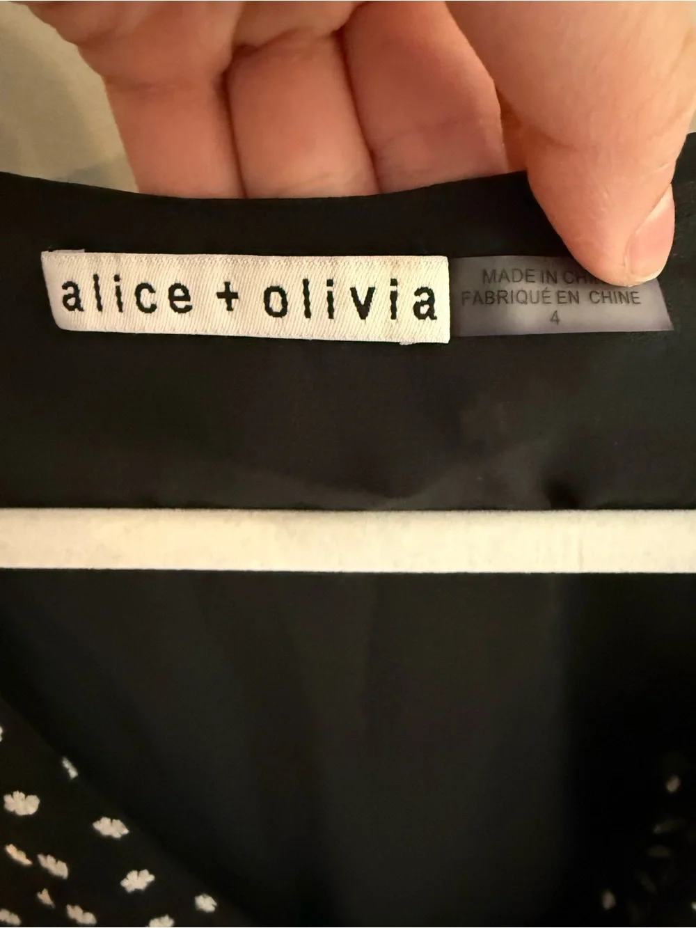 Alice + Olivia Black‎ and White floral Dot Wrap Dress